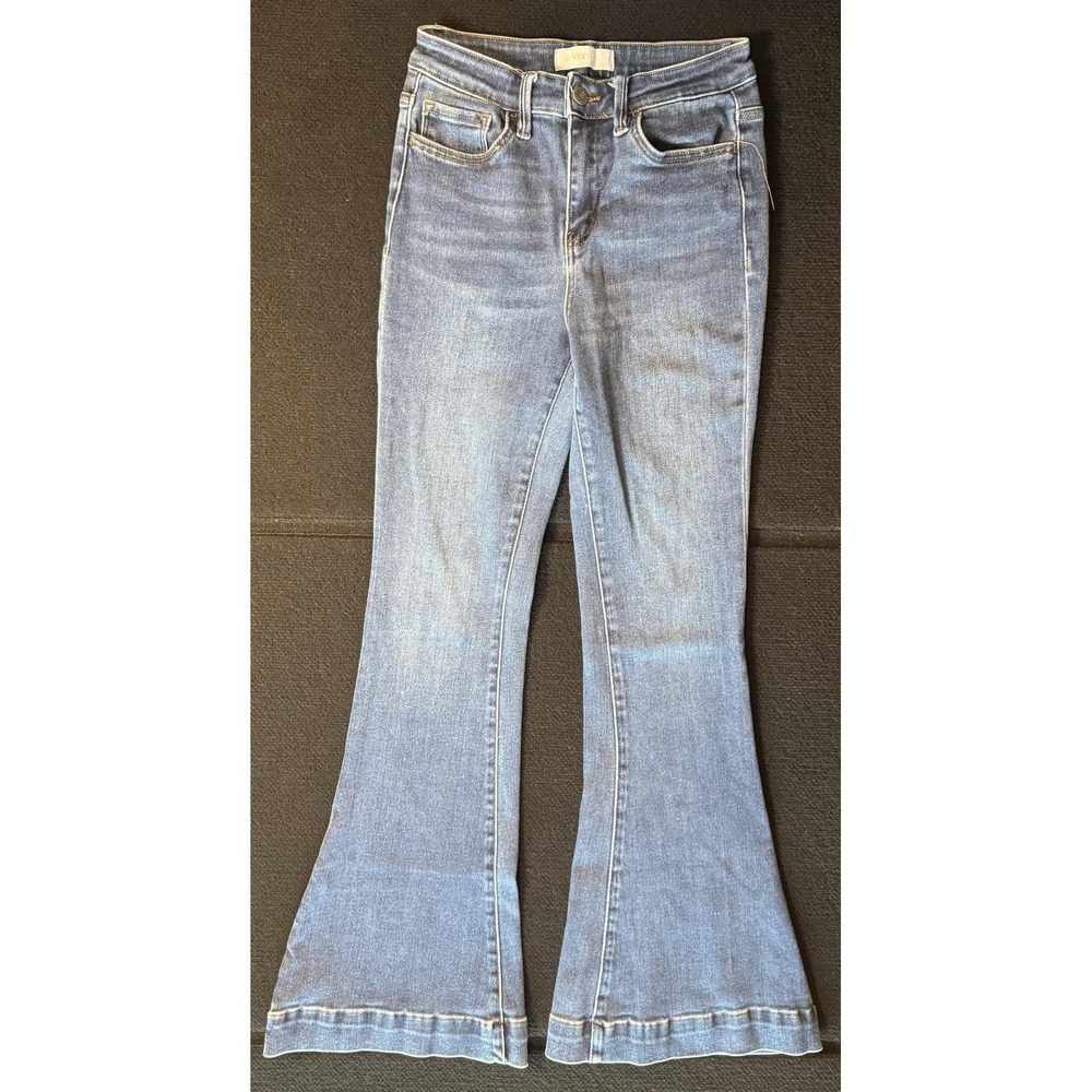 VERVET BLUE Womens 26 High Rise Flare Bell Bottom Stretch Jeans Light Blue - Picture 4 of 13